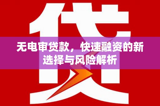 蒲江无电审贷款，快速融资的新选择与风险解析